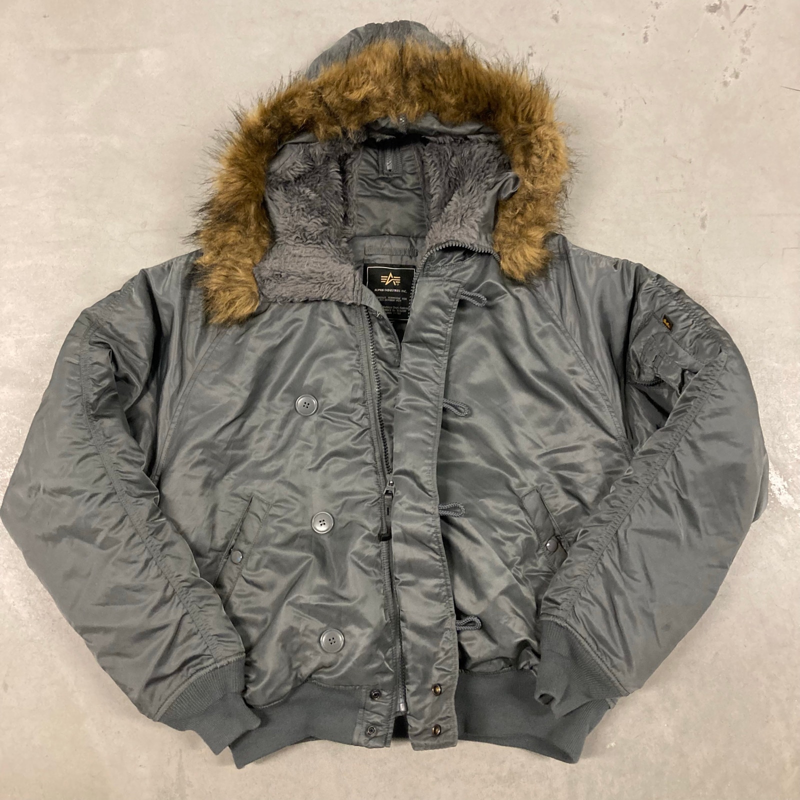 Vintage Y2k Fur Hood Alpha Industry N-2b Flight Bomber Jacket